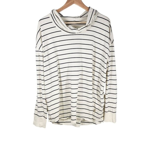 L.L. Bean‎ Women's Soft Stretch Supima Tee Cowlneck Long-Sleeve Stripe Size XL P - Picture 1 of 6